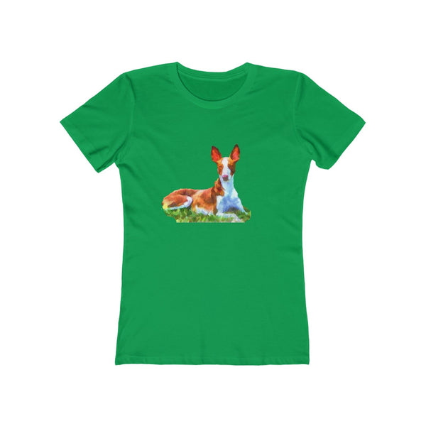 Ibizan Hound - Women's Slim Fit Ringspun Cotton T-Shirt (Colors: Solid Kelly Green)