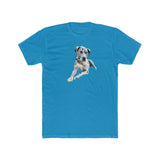 Harlequin Great Dane 'Leonid' Men's Fitted Cotton Crew Tee (Color: Solid Turquoise)