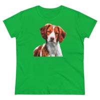 Brittany Spaniel Women's Midweight Cotton Tee (Color: Irish Green)