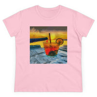 Sifnos Happy Hour - Women's Midweight Cotton Tee (Color: Light Pink)