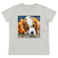 King Charles Spaniel Puppy Women's Midweight Cotton Tee (Color: Ash)