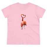 Flamingos 'Love Birds'Women's Midweight Cotton Tee (Color: Light Pink)