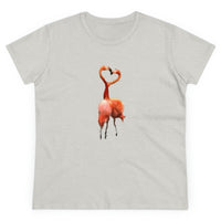 Flamingos 'Love Birds'Women's Midweight Cotton Tee (Color: Ash)