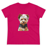 Yorkshire Terrier - Yorkie 'Lupis' Women's Midweight Cotton Tee (Color: Heliconia)