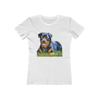 Rottweiler 'Lina' Women's Slim Fit Ringspun Cotton T-Shirt (Colors: Solid White)