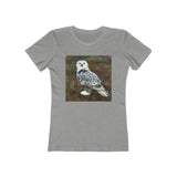 Snowy White Owl - Women's Slim Fit Ringspun Cotton T-Shirt (Colors: Heather Grey)