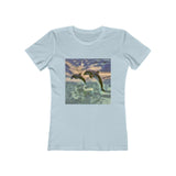 Dolphins 'Flip & Flop' -  Women's Slim Fit Ringspun Cotton T-Shirt (Colors: Solid Light Blue)