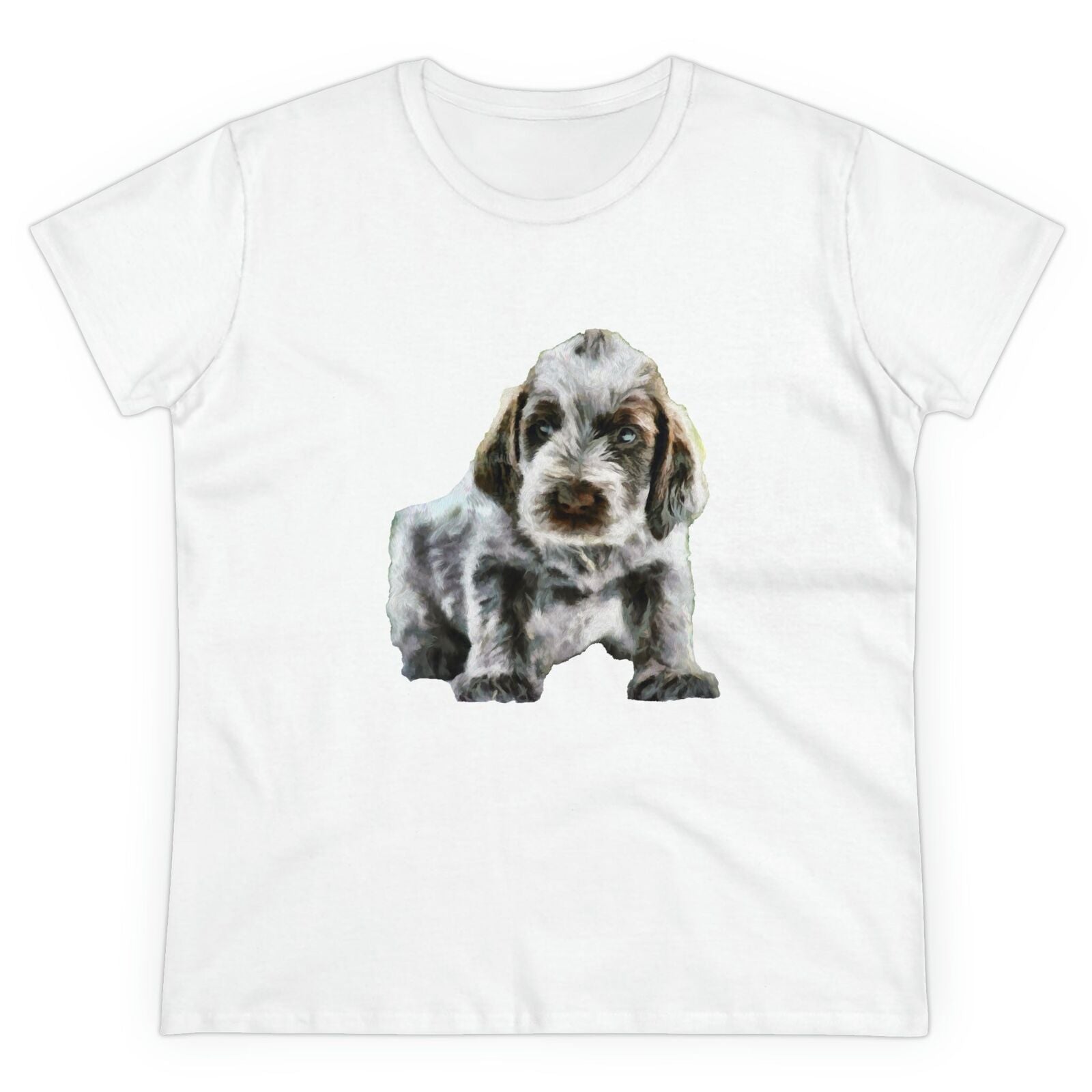 Spinone Italiano Women's Midweight Cotton Tee (Color: White)