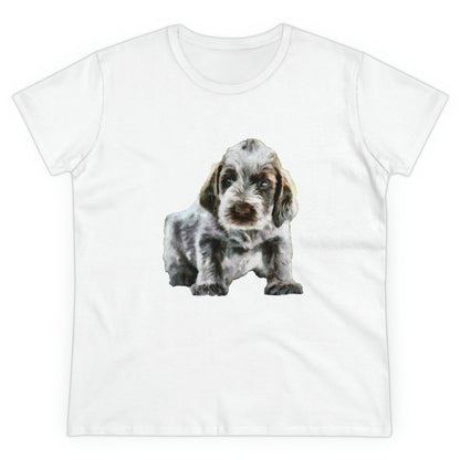Spinone Italiano Women's Midweight Cotton Tee (Color: White)