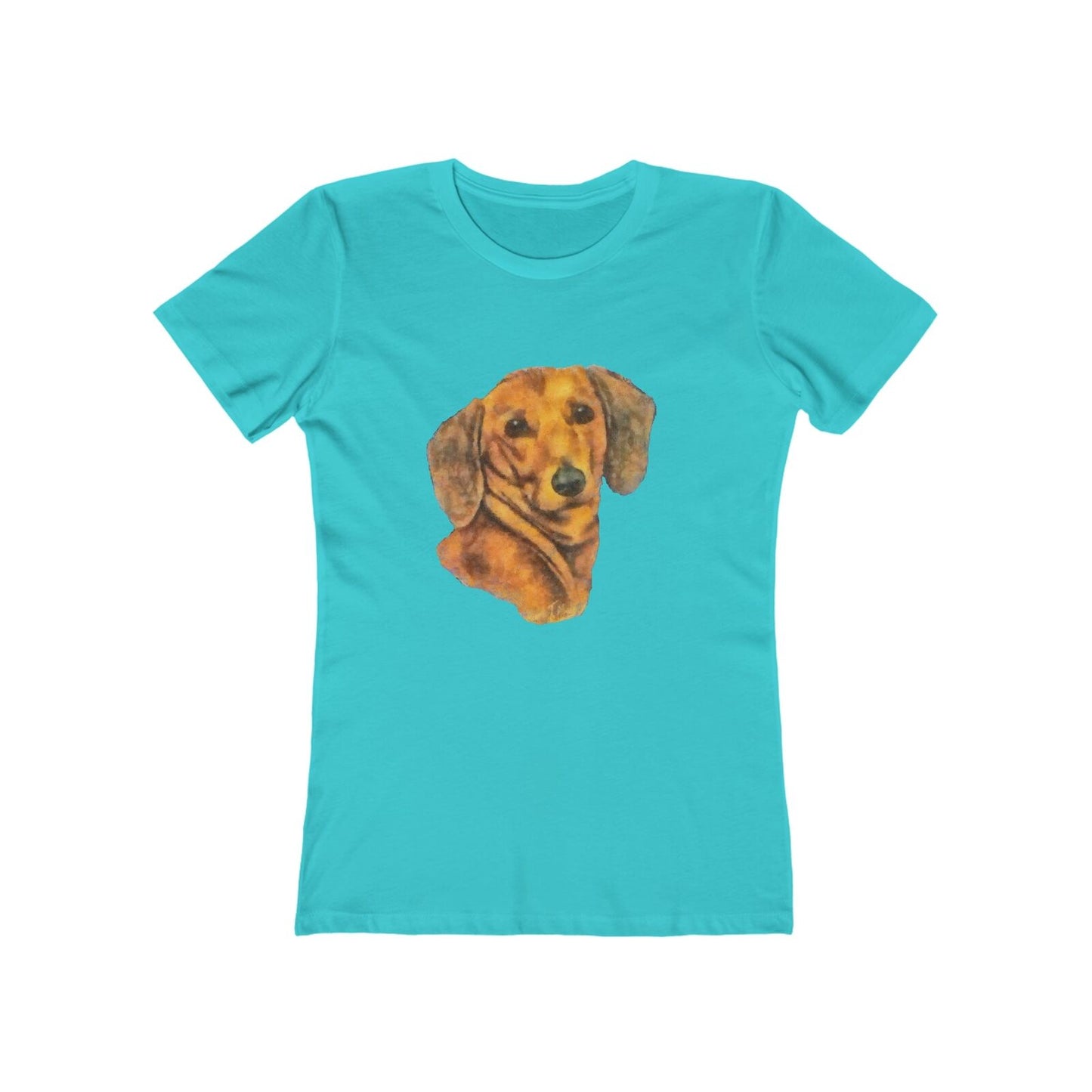 Dachshund 'Doxie #1'  Women's Slim Fit Ringspun Cotton T-Shirt (Colors: Solid Tahiti Blue)