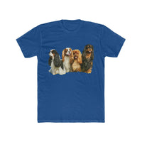 King Charles Spaniels 'Cavalier Club' Men's Fitted Cotton Crew Tee (Color: Solid Royal)