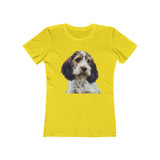 Petit Basset Griffon Vendeen Women's Slim FIt Ringspun Cotton T-Shirt (Colors: Solid Vibrant Yellow)