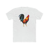Rooster 'Silas' Men's Fitted Cotton Crew Tee (Color: Solid White)