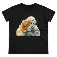 Yellow Labrador Retriever and Child - Women's Midweight Cotton Tee (Color: Black)