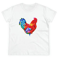 Rooster 'Craw' Women's Midweight Cotton Tee (Color: White)