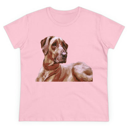 Rhodesian Ridgeback 'Thor' Women's Midweight Cotton Tee (Color: Light Pink)