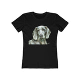 Weimaraner 'Grayson' Women's Ringspun Cotton Tee  - Slim Fit by DoggyL (Color: Solid Black)