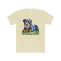 Rottweiler 'Lina' Men's Fitted Cotton Crew Tee (Color: Solid Natural)