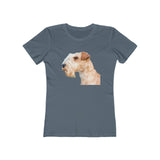 Lakeland Terrier Women's Slim Fit Ringspun Cotton T-Shirt (Colors: Solid Indigo)