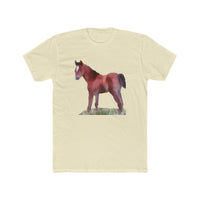 Horse 'Contata' - Men's Fitted Cotton Crew Tee (Color: Solid Natural)