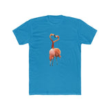 Flamingos 'Love Birds'  Men's Fitted Cotton Crew Tee (Color: Solid Turquoise)