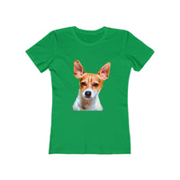 Rat Terrier Women's Slim Fit Ringspun Cotton T-Shirt (Colors: Solid Kelly Green)