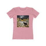 Night Cat Prowling - Women's Slim Fit Ringspun Cotton T-Shirt (Colors: Solid Light Pink)