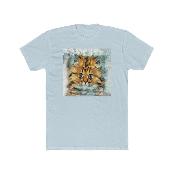 Fat Cat - Men's Fitted Cotton Crew Tee (Color: Solid Light Blue)