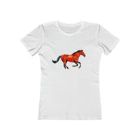 Horse 'Old Red' Women's Slim Fit Ringspun Cotton T-Shirt (Colors: Solid White)