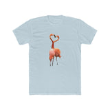 Flamingos 'Love Birds'  Men's Fitted Cotton Crew Tee (Color: Solid Light Blue)