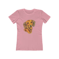 Dachshund 'Doxie #1'  Women's Slim Fit Ringspun Cotton T-Shirt (Colors: Solid Light Pink)
