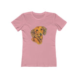 Dachshund 'Doxie #1'  Women's Slim Fit Ringspun Cotton T-Shirt (Colors: Solid Light Pink)