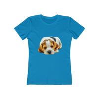 English Foxhound 'Sasha' Women's Slim Fit Ringspun Cotton T-Shirt (Colors: Solid Turquoise)