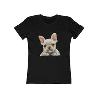 French Bulldog 'Bouvier' Women's Slim Fit Ringspun Cotton T-Shirt (Colors: Solid Black)