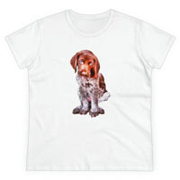 German Shorthaired Pointer "Benny" Women's Midweight Cotton Tee (Color: White)