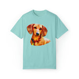Dachshund 'Daisey' Unisex Relaxed Fit Garment-Dyed T-shirt (Color: Chalky Mint)
