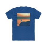 Kastro Sunset (Sifnos, Greece) Men's Fitted Cotton Crew Tee (Color: Solid Royal)