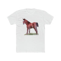 Horse 'Contata' - Men's Fitted Cotton Crew Tee (Color: Solid White)