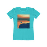 Kastro Sunset (Sifnos, Greece) - Women's Slim Fit Ringspun Cotton T-Sh (Colors: Solid Tahiti Blue)