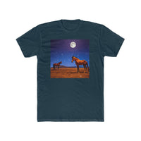 Horses in the Moonlight - Men's Cotton Crew Tee (Color: Solid Midnight Navy)