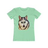 Siberian Husky 'Sacha' -  Women's Slim Fit Ringspun Cotton T-Shirt (Colors: Solid Mint)