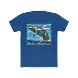 Humpback Whale - Men's Fitted Cotton Crew Tee (Color: Solid Royal)