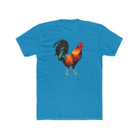 Rooster 'Silas' Men's Fitted Cotton Crew Tee (Color: Solid Turquoise)