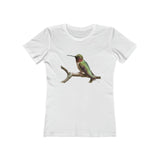 Humming Bird 'Cheeky' Women's Slim Fit Ringspun Cotton T-Shirt (Colors: Solid White)