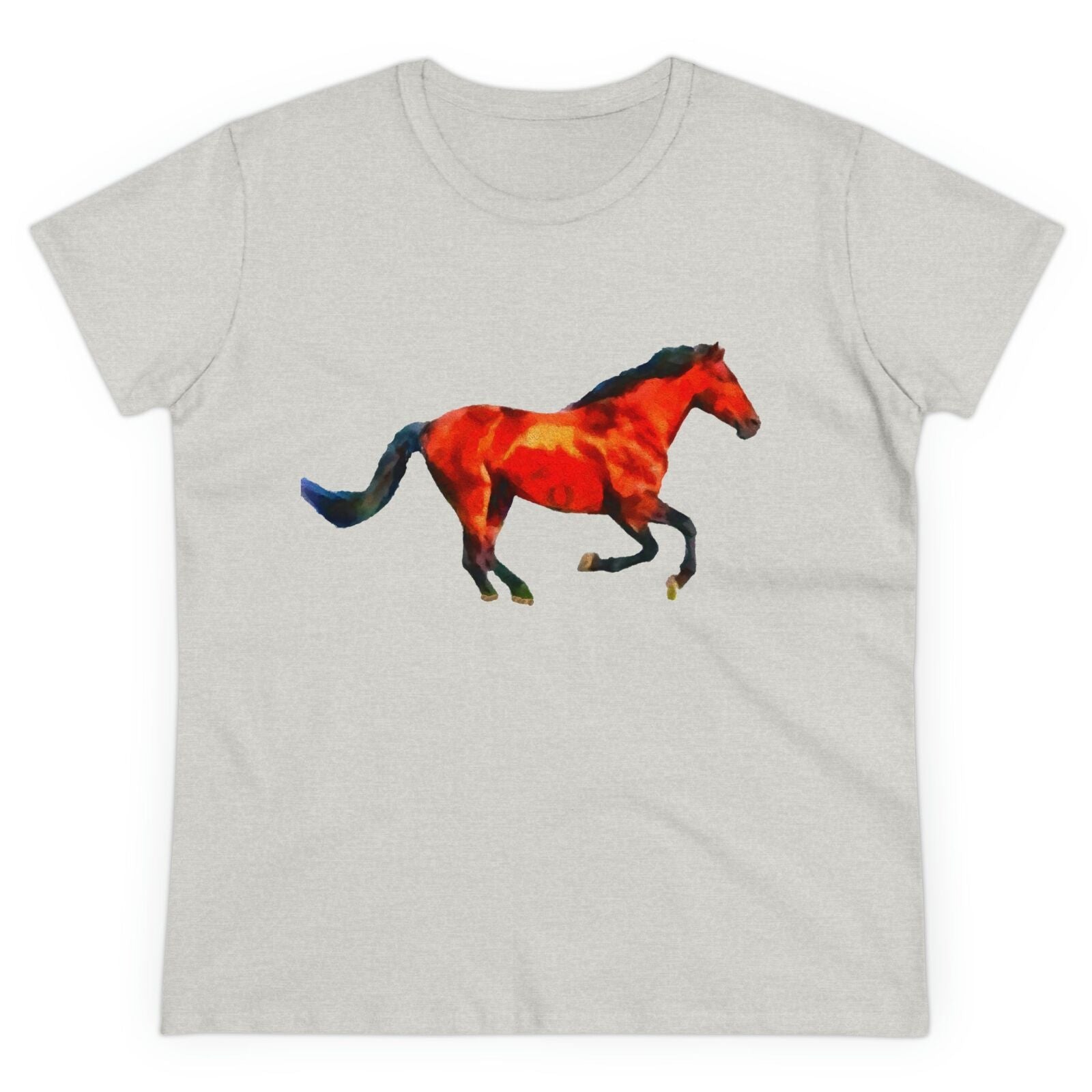 Horse 'Old Red' Women's Midweight Cotton Tee (Color: Ash)