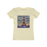 Eiffel Tower Sunset - Women's Slim Fit Ringspun Cotton T-Shirt (Colors: Solid Natural)