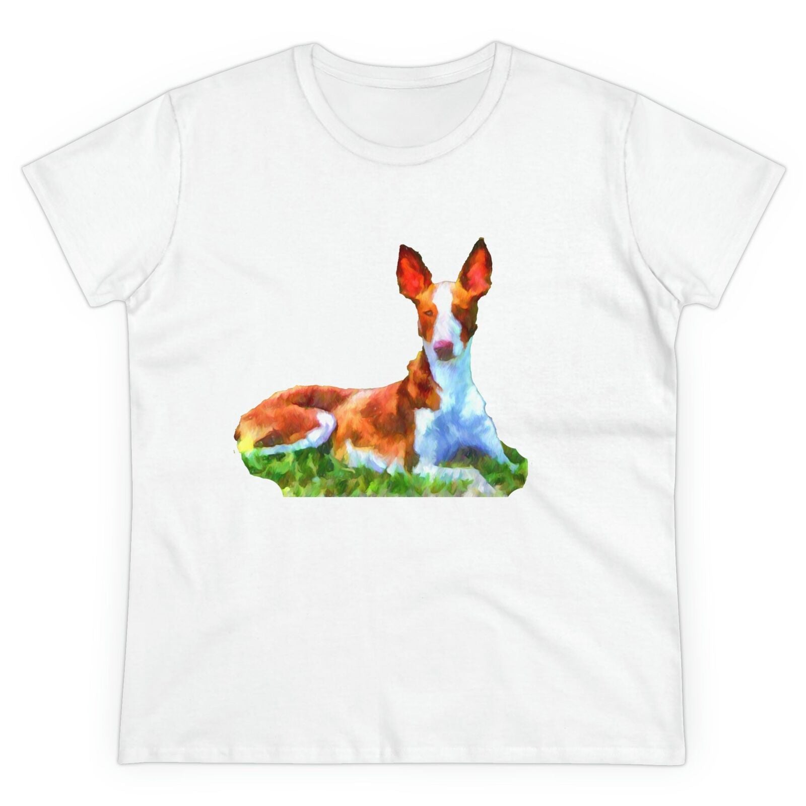 Ibizan Hound Women's Midweight Cotton Tee (Color: White)