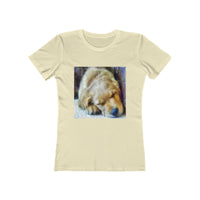 Golden Retriever 'Zuko'  Women's Slim Fit Ringspun Cotton T-Shirt (Colors: Solid Natural)