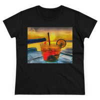 Sunset Cocktail Hour - Women's Midweight Cotton Tee (Color: Black)