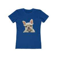 French Bulldog 'Bouvier' Women's Slim Fit Ringspun Cotton T-Shirt (Colors: Solid Royal)